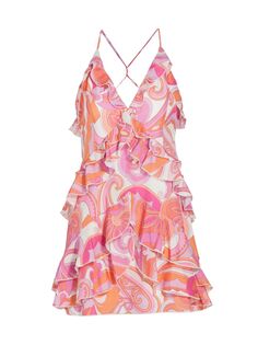 Мини-платье Mara с оборками и принтом Line &amp; Dot, розовый