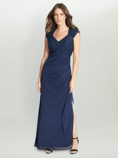Платье макси с пайетками Gina Bacconi Kali, темно-синий
