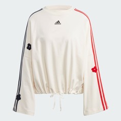 Свитшот Adidas Sportswear 3-stripes With Chenille Flower Patches, кремово-белый