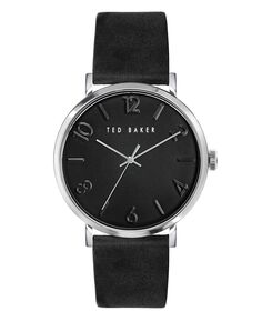 Мужские часы Phylipa с черным кожаным ремешком, 43 мм Ted Baker