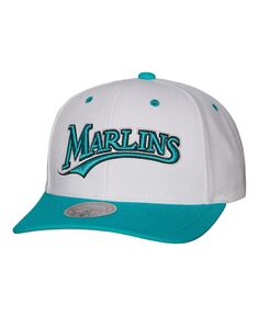 Мужская белая кепка Florida Marlins Cooperstown Collection Pro Crown Snapback Mitchell &amp; Ness