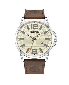 Мужские часы Bernardston с темно-коричневым кожаным ремешком, 45,5 мм Timberland