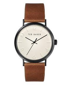 Мужские часы Phylipa с коричневым кожаным ремешком, 43 мм Ted Baker