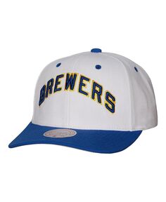 Мужская белая кепка Milwaukee Brewers Cooperstown Collection Pro Crown Snapback Mitchell &amp; Ness