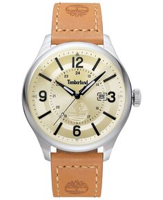 Мужские часы с коричневым кожаным ремешком, 46 мм Timberland