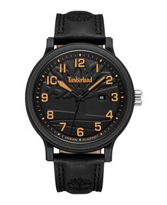 Мужские кварцевые часы Driscoll Ocean Plastic черные из натуральной кожи 46 мм Timberland