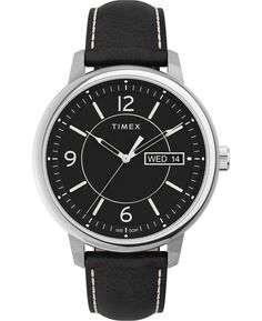 Мужские черные кожаные часы Chicago 45 мм Timex