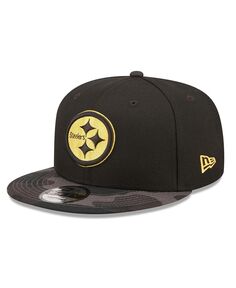 Мужская черная кепка Pittsburgh Steelers Camo Vizor 9Fifty Snapback New Era