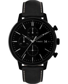 Мужские часы Chicago с черным кожаным ремешком, 45 мм Timex