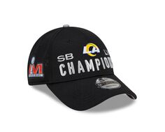 Мужская черная регулируемая кепка New Era Los Angeles Rams 2021 Super Bowl Champions в раздевалке 9FORTY Snapback Nike