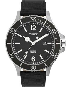 Мужские часы Harbourside из черной ткани, 42 мм Timex