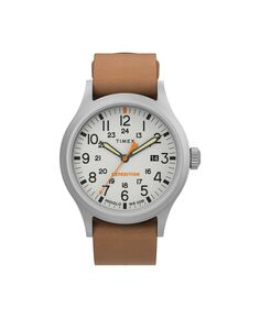 Мужские часы Expedition Sierra с коричневым кожаным ремешком, 40 мм Timex