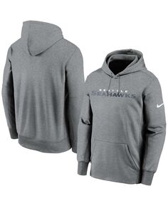 Мужской пуловер с капюшоном цвета Хизер угольно-серый Сиэтл Сихокс с надписью Therma Performance Nike