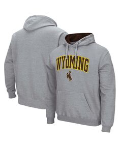 Мужской серый пуловер с капюшоном Wyoming Cowboys Arch и Logo Colosseum