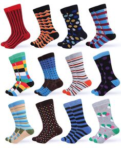Мужские симметричные разноцветные классические носки, 12 шт. Gallery Seven