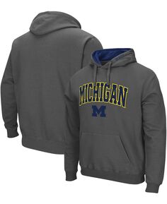 Мужской темно-серый пуловер с капюшоном Michigan Wolverines Arch Logo 3.0 Colosseum