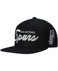 Мужская черная кепка Snapback San Antonio Spurs Hardwood Classics Script 2.0 Mitchell &amp; Ness