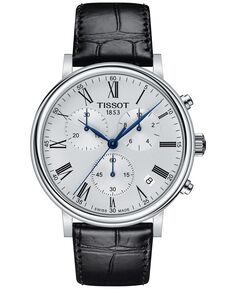 Мужские часы Carson Premium с хронографом, черный кожаный ремешок, 41 мм Tissot