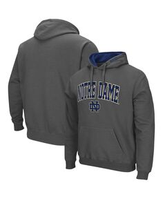 Мужской темно-серый пуловер с капюшоном Notre Dame Fighting Irish Arch и Logo 3.0 Colosseum