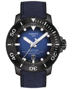 Мужские часы Seastar 2000 Professional Powermatic 80 с автоматическим двухцветным каучуковым ремешком, 46 мм Tissot