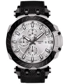 Мужские швейцарские автоматические часы с хронографом T-Race, черный каучуковый ремешок, 48,8 мм Tissot