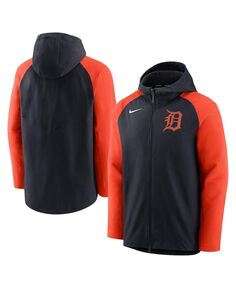Мужской темно-синий оранжевый худи с молнией во всю длину реглан Detroit Tigers Authentic Collection Performance Nike