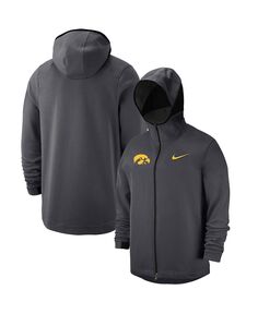 Мужская толстовка с молнией во всю длину антрацита Iowa Hawkeyes в тон Showtime Nike