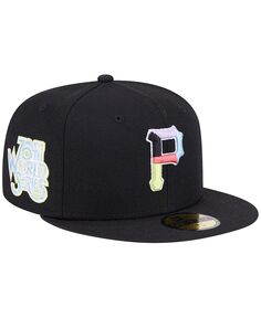 Мужская черная многоцветная бейсболка Pittsburgh Pirates 59FIFTY с приталенной кепкой New Era