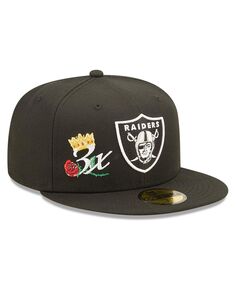 Мужская черная облегающая шляпа Las Vegas Raiders Crown 3x Super Bowl Champions 59FIFTY New Era