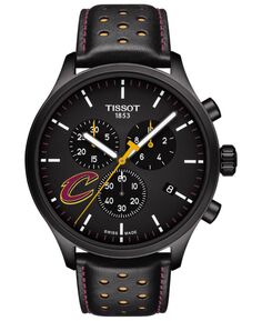 Мужские швейцарские часы с хронографом Chrono XL NBA Cleveland Cavaliers, черный кожаный ремешок, 45 мм Tissot