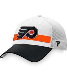 Фирменная мужская белая/черная бейсболка Philadelphia Flyers 2021 NHL Draft Authentic Pro On Stage Trucker Snapback Hat Fanatics