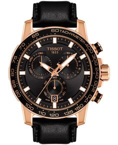 Мужские швейцарские часы с хронографом Supersport T-Sport, черный кожаный ремешок, 46 мм Tissot