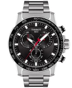 Мужские швейцарские часы с хронографом Supersport из нержавеющей стали с браслетом 45,5 мм Tissot