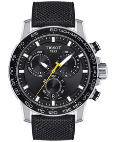 Мужские швейцарские часы с хронографом Supersport с черным текстильным ремешком, 40 мм Tissot