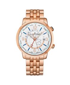 Мужские часы Journeyman 2, розовое золото, нержавеющая сталь, серебристый циферблат, круглые часы 40 мм Alexander
