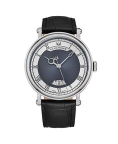 Мужские автоматические часы Triumph, черная кожа, синий циферблат, круглые часы 49 мм Alexander