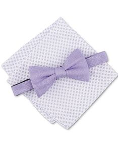 Мужской комплект из однотонного галстука-бабочки и фактурного нагрудного платка Minetta Alfani