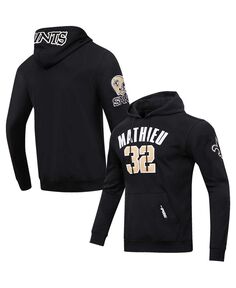 Мужской черный пуловер с капюшоном Tyrann Mathieu New Orleans Saints с именем и номером игрока Pro Standard