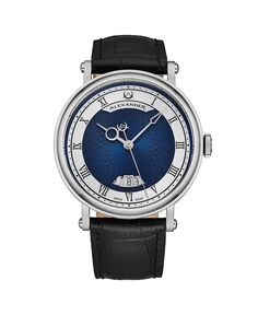Мужские автоматические часы Triumph, черная кожа, синий циферблат, круглые часы 49 мм Alexander