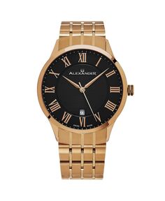 Мужские часы Triumph, золотистая нержавеющая сталь, черный циферблат, круглые часы 42 мм Alexander