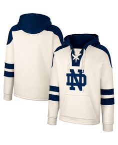 Мужской кремовый пуловер с капюшоном Notre Dame Fighting Irish на шнуровке 4.0 в винтажном стиле Colosseum