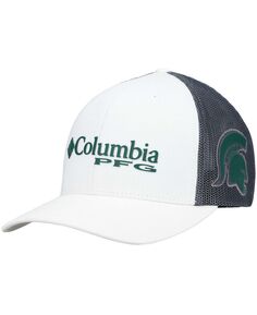 Мужская белая регулируемая кепка Michigan State Spartans PFG Snapback Columbia