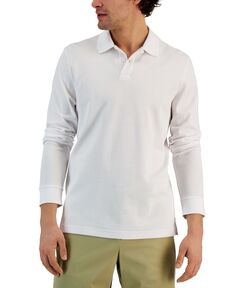 Мужская однотонная рубашка-поло классического кроя с длинными рукавами Alfani