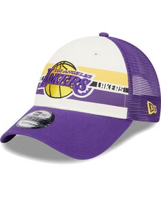 Мужская кепка Los Angeles Lakers Purple Stripes 9FORTY Trucker Snapback New Era