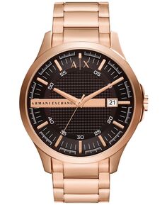 Мужские кварцевые часы с тремя стрелками и датой, цвет розового золота, нержавеющая сталь, 46 мм Armani Exchange