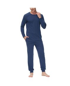 Мужская рубашка из двух предметов с круглым вырезом и пижамный комплект для джоггеров INK+IVY