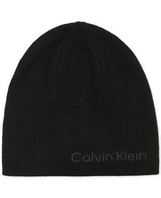 Мужская твидовая двусторонняя шапка 2-в-1 с логотипом Calvin Klein