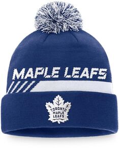 Фирменная мужская вязаная шапка Fanatics Toronto Maple Leafs Authentic Pro Team для раздевалки с манжетами и помпоном Lids