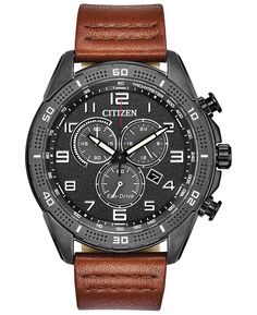 Мужские часы Drive From Citizen Eco-Drive LTR с коричневым кожаным ремешком, 45 мм