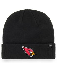 Мужская базовая вязаная шапка с манжетами черного цвета Arizona Cardinals &apos;47 среднего размера &apos;47 Brand
